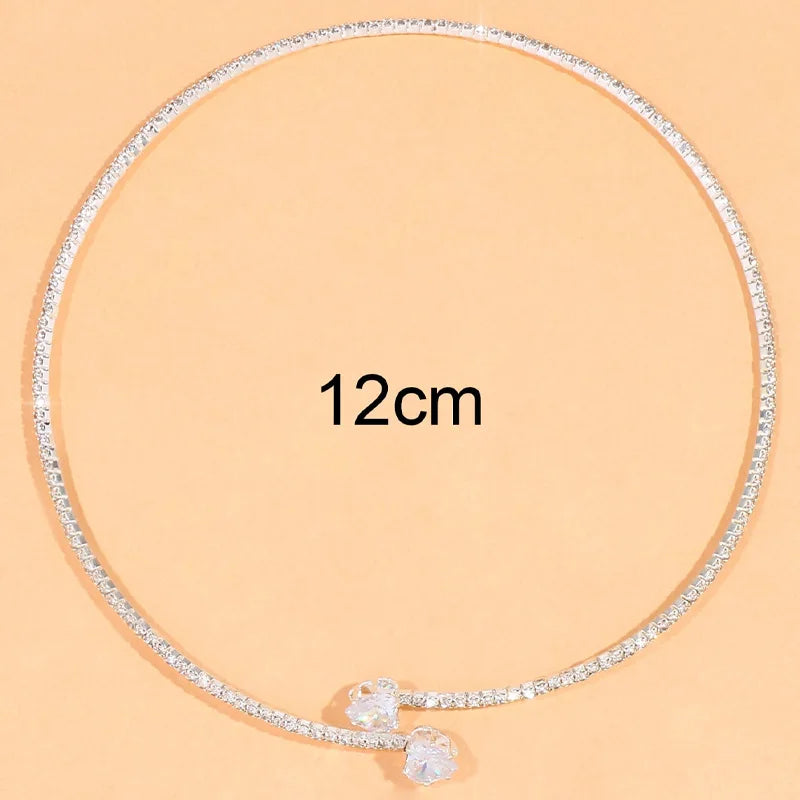 FASHION RHINESTONE HEART COLLAR CHOKER NECKLACE FOR WOMEN