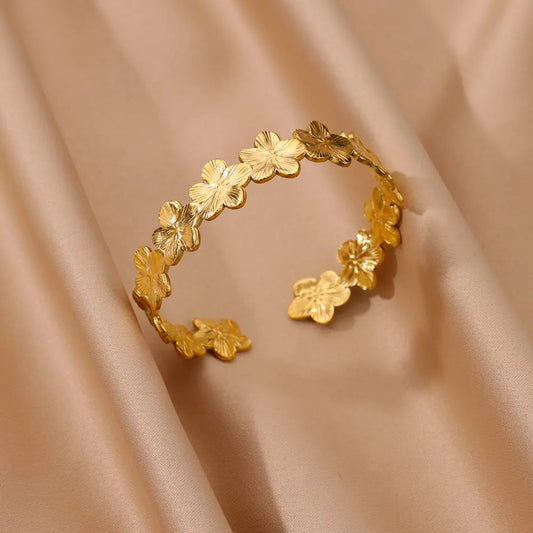 FLOWER CUFF BRACELET BANGLE FOR WOMEN